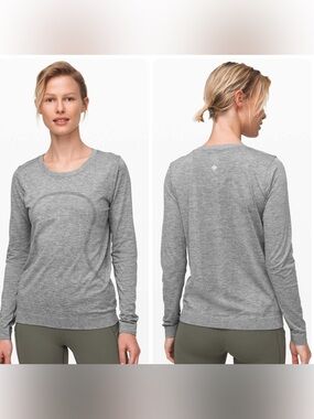 Lululemon Swiftly Relaxed Long Sleeve Gray Running Athletic Shirt size 6